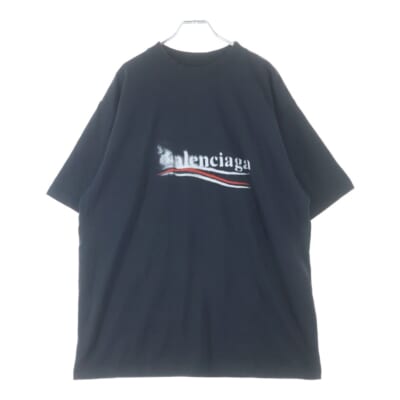 フロントスプレーロゴ クルーネック半袖Tシャツ カットソー ブラック 764235 TQV15 Bランク