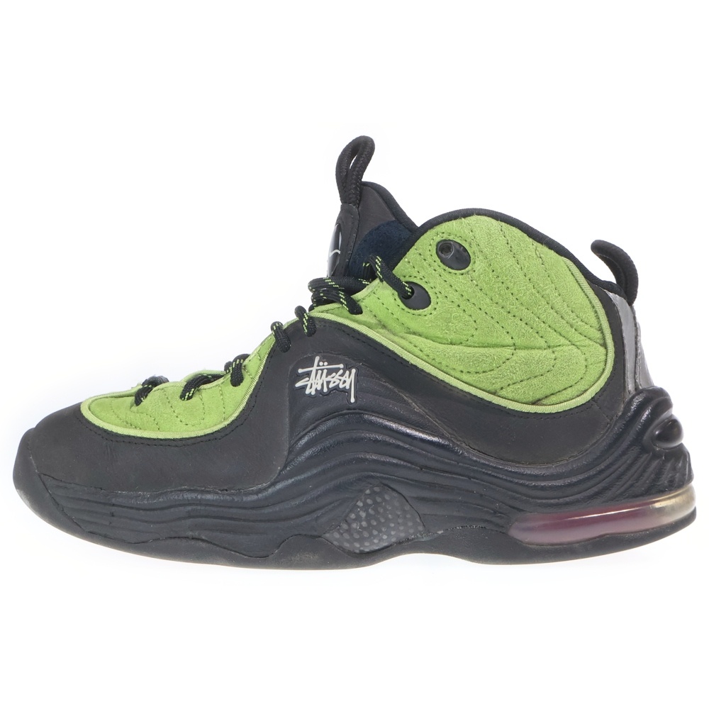 ×STUSSY AIR PENNY 2 ステューシー エアペニー2 ミドルカットスニーカー ブラック/グリーン US7.5/25.5cm DX6933-300 Bランク