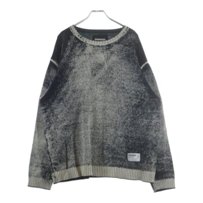 26SS PIGMENT BLEED CREWNECK SWEATER ピグメント クルーネック コットン 長袖ニットセーター ホワイト/ブラック 26113NH-KNM02 Sランク
