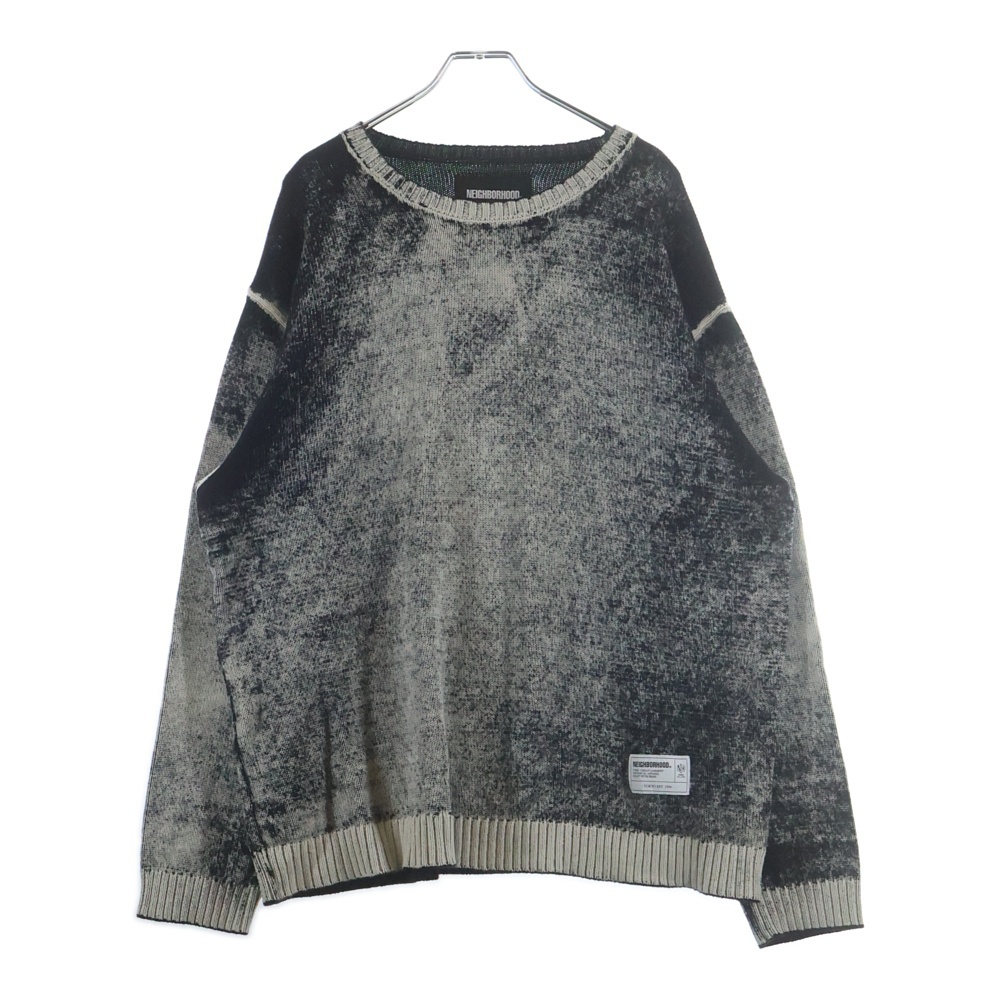 26SS PIGMENT BLEED CREWNECK SWEATER ピグメント クルーネック コットン 長袖ニットセーター ホワイト/ブラック 26113NH-KNM02 Sランク