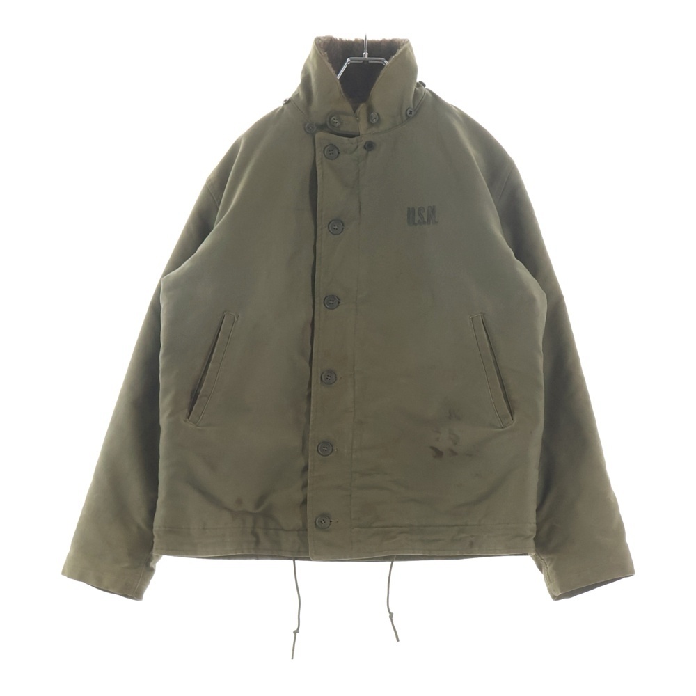 40s〜 WW2 U.S.NAVY DECK ZIP JACKET ユーエスネイビー バックステンシル TALONジップ パチポケ Cランク
