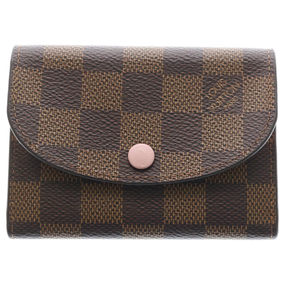 ダミエ ポルトモネロザリ ローズバレリーヌ コンパクトウォレット ミニ 財布 ブラウン N64423 Bランク