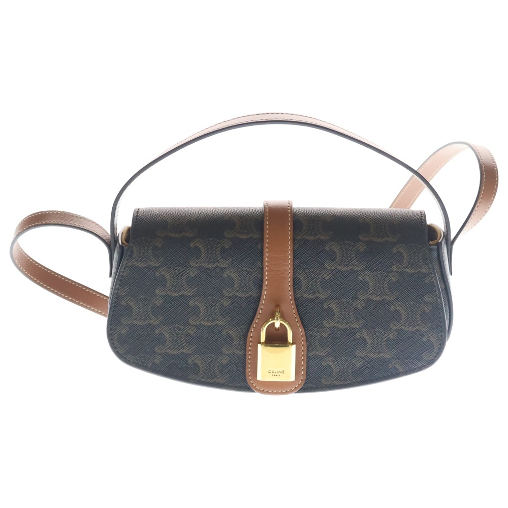 CELINE セリーヌ トリオンフ タブー クラッチ 2WAYバッグ ワンショルダーバッグ ホワイト×ブラウン PVC×レザー ゴールド金具 セリーヌ クラッチタブー PVC×レザー 2WAYショルダーバッグ ホワイト