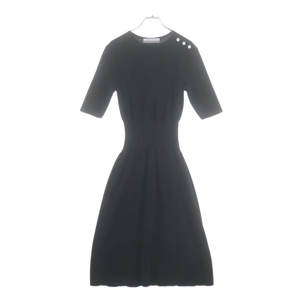 ウエストマーク ハーフスリーブ ニット ワンピース ブラック レディース Bランク