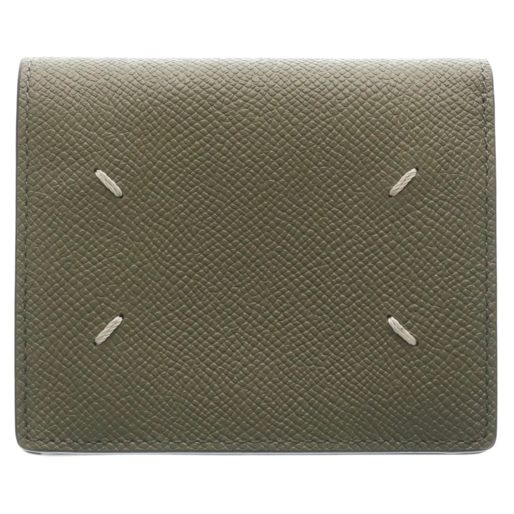 4ステッチ スモールバイフォールドウォレット レザー二つ折り財布 グリーン SA3UI0007 Aランク