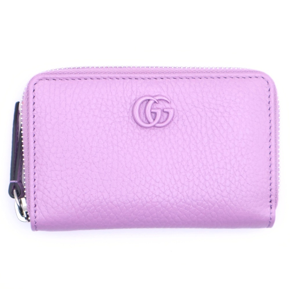GGマーモント ラウンドジップ コンパクトウォレット ミニ財布 パープル レザー 644412 シルバー金具 Aランク