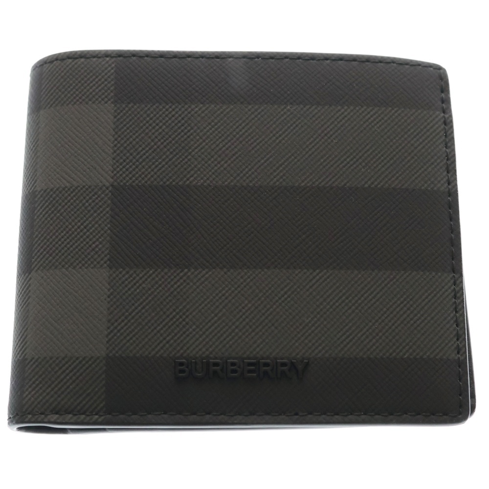 チェック スリム バイフォールドウォレット 二つ折り財布 ブラック 81005291 Aランク