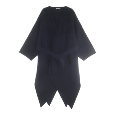 カシミヤ混 ウール ガウン ロングコート パープル CO03WP17 Bランク