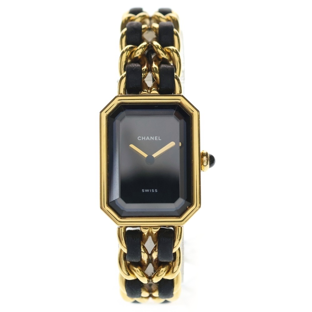 プルミエール M 黒文字盤 SS×革/QZ 電池式 H0001 Bランク