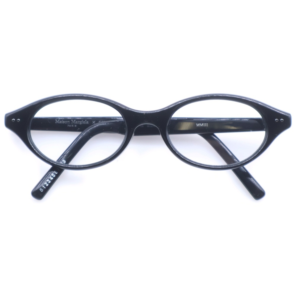 × Maison Margiela メゾンマルジェラ MM111 オーバルフレーム クリアレンズ メガネ 眼鏡 アイウェア ブラック Bランク
