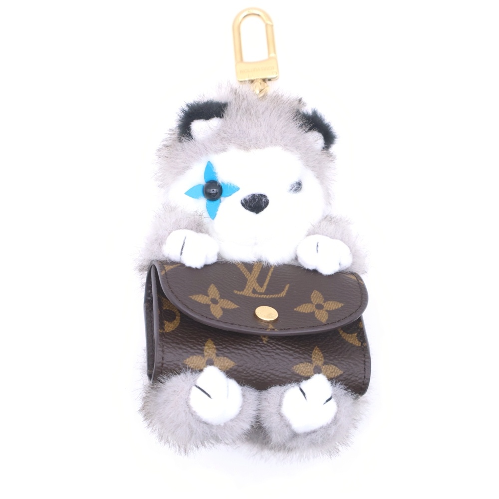ルイヴィトン LV キュート ハスキー バッグチャーム グレー/ゴールド