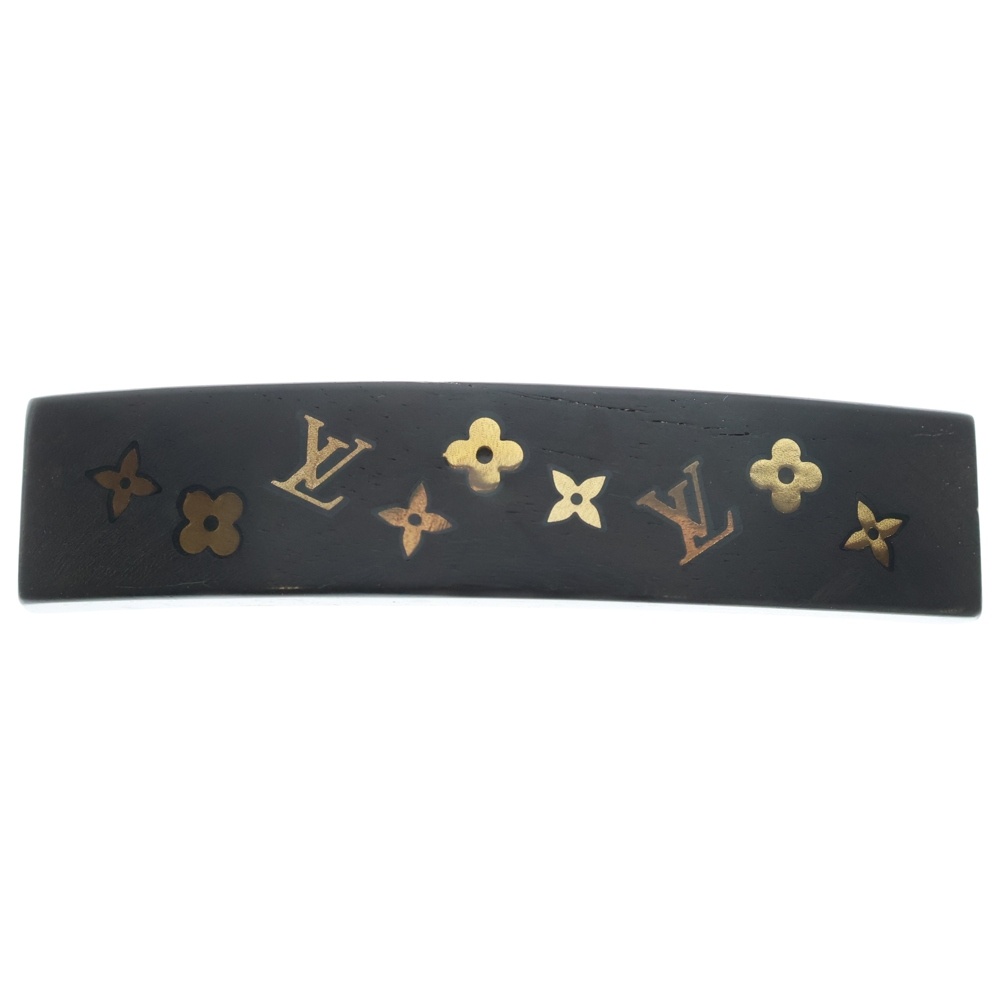 モノグラム バレッタ ヘアクリップ ブラック×ゴールド Bランク