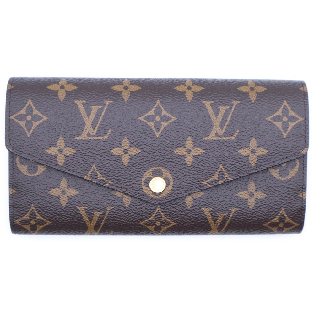 モノグラム ポルトフォイユサラ ロングウォレット 長財布 ブラウン×ピンク ローズバレリーナ PVC M62235 ゴールド金具 Aランク