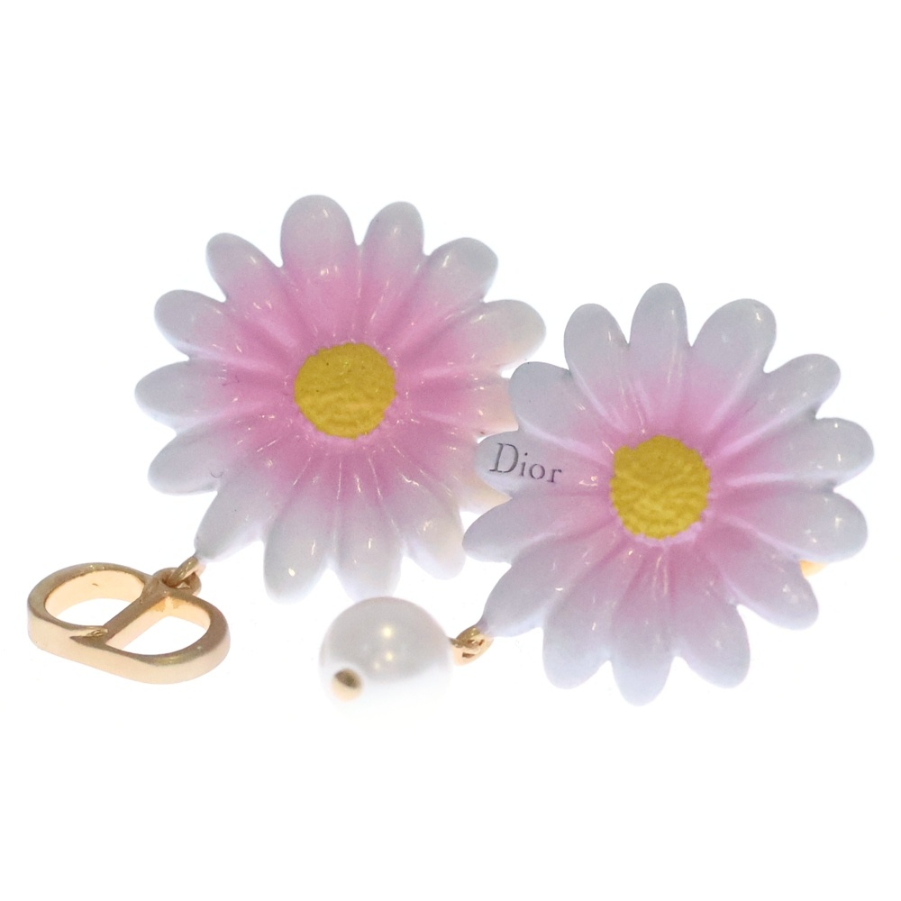 Dior Daisy ピアス フラワーモチーフ ピンク ゴールド金具 GP Sランク