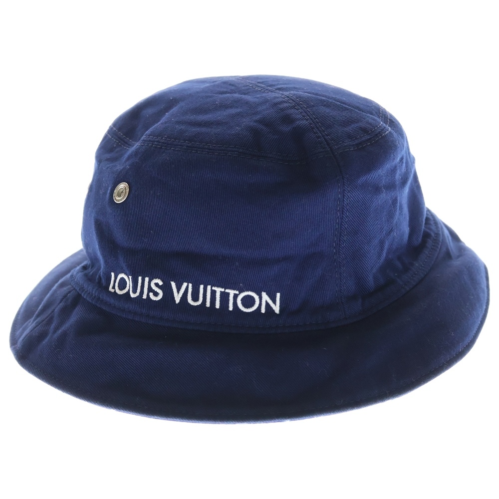 ボネ モノグラム ペイズリー柄 ロゴ刺繍 リバーシブル バケットハット ネイビー/ブルー MP3345 Bランク