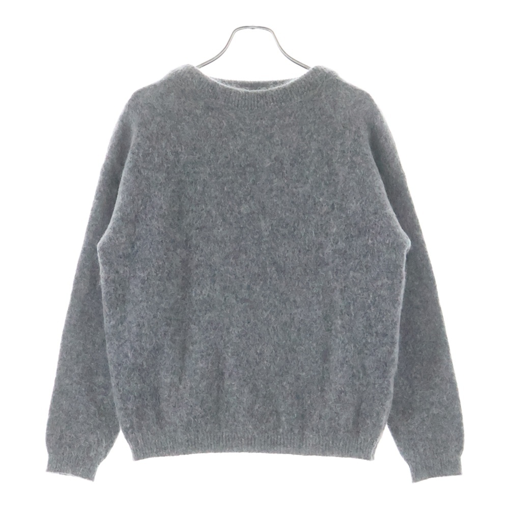 モヘア混 クルーネック プルオーバー 長袖ニット セーター グレー レディース Bランク