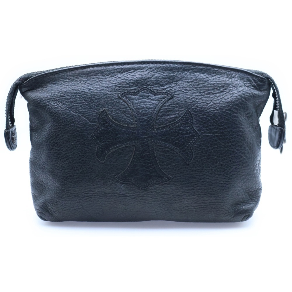 COSMETIC POUCH CHプラスパッチレザーコスメポーチ Bランク