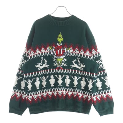 24AW The Grinch Fair Isle Lewis Crewneck グリンチ ノルディックニットセーター グリーン Aランク