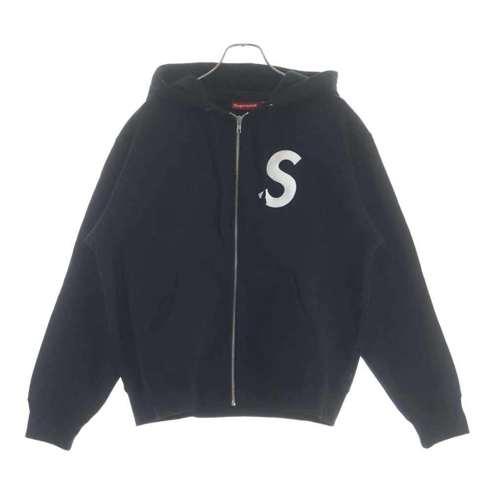25AW S Logo Zip Up Hooded Sweatshirtエス Sロゴ ジップアップ フーディー パーカー ブラック Sランク