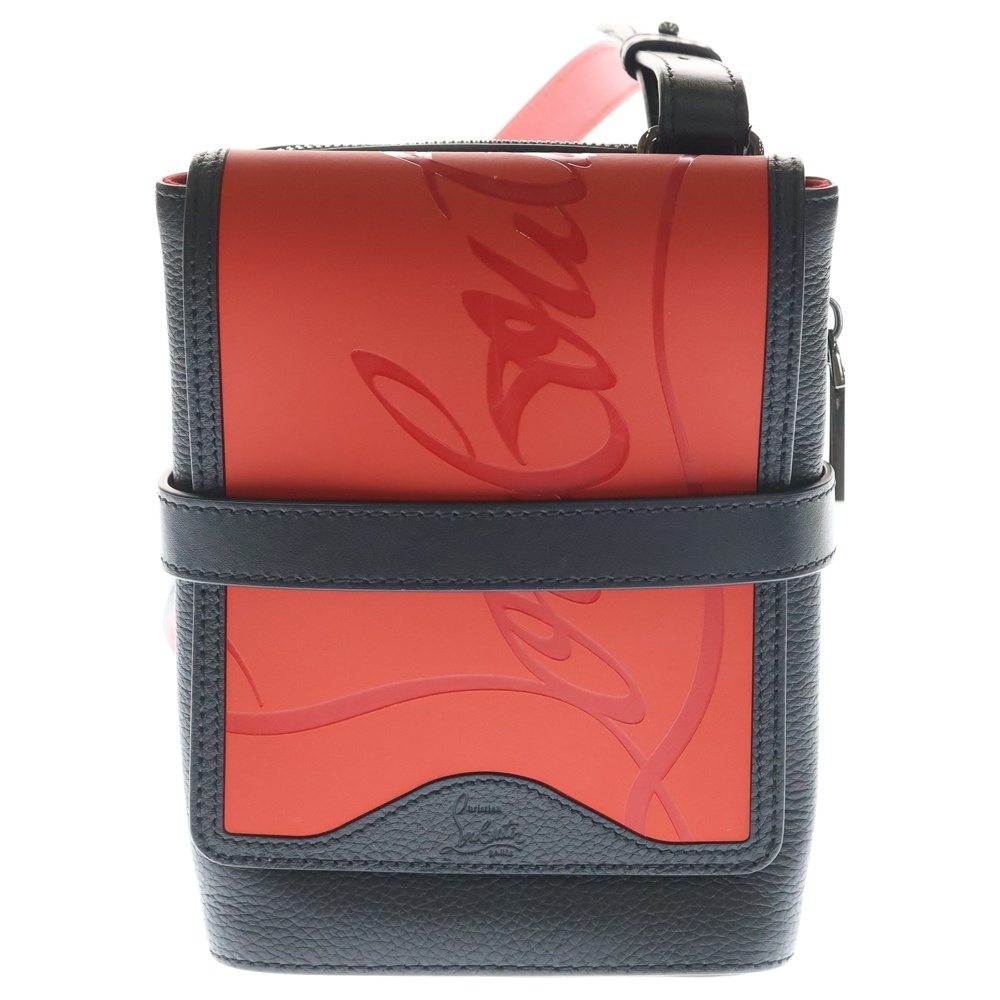 Benech Reporter ベネッシュリポーター ラバー切替レザーロゴショルダーバッグ ブラック×レッド 3205096 Aランク