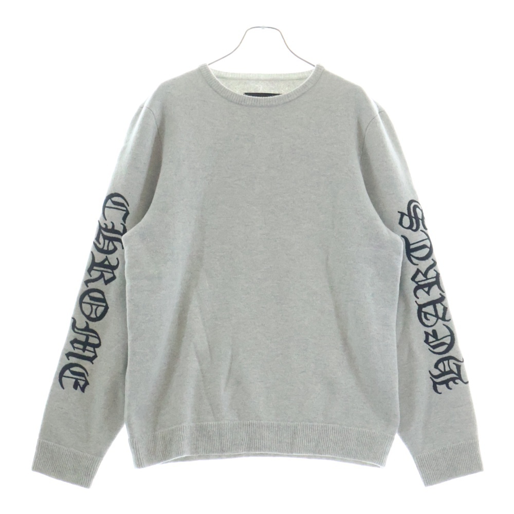 Y NOT ARM LOGO EMBROIDERY CASHMERE CREW SWEATER ワイノット アームロゴ刺繍カシミアニットプルオーバー クルーネックセーター グレー Aランク