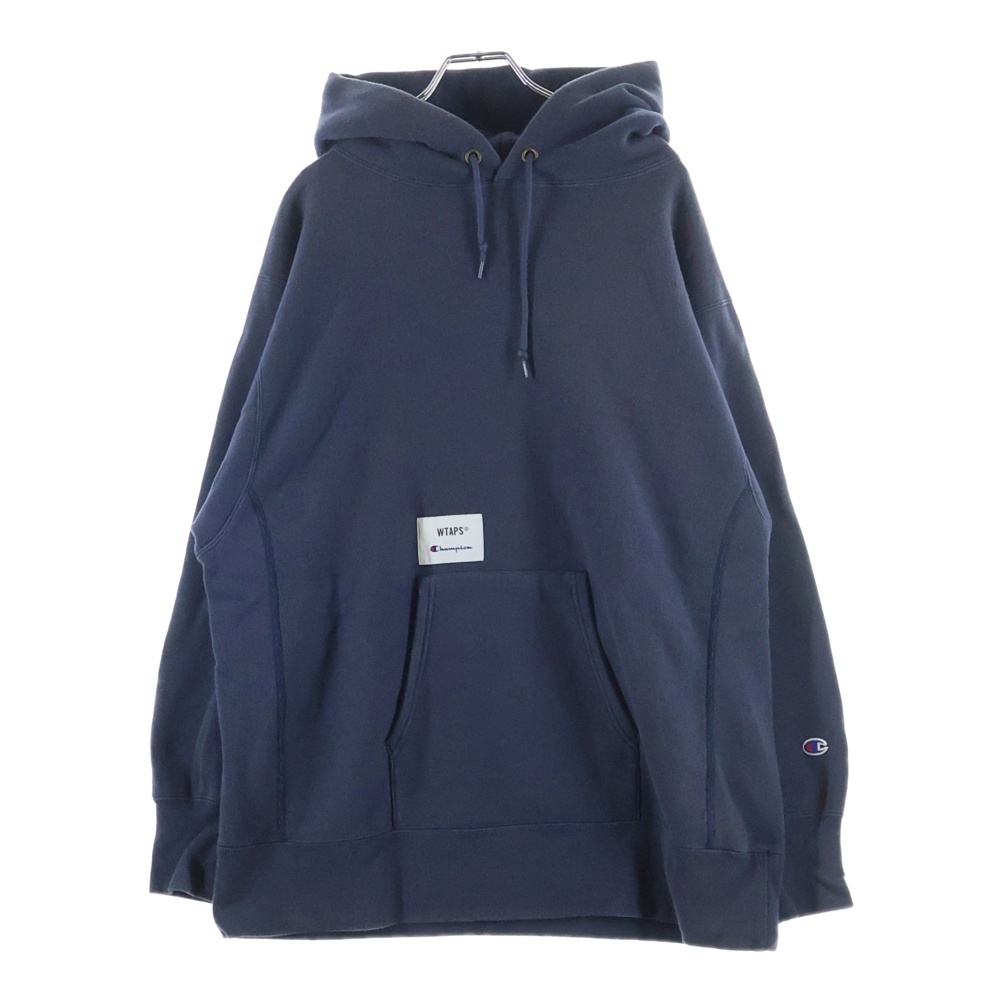 ×Champion REVERSE WEAVE HOODED SWEATSHIRT C8-T109 チャンピオン リバースウィーブ フーデッド スウェットシャツ プルオーバーパーカー ネイビー Bランク