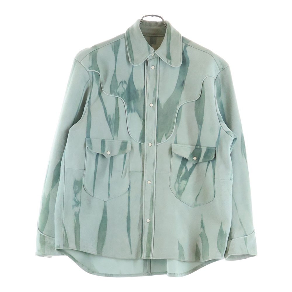 22SS TIE-DYE LEATHER WESTERN SHIRT タイダイ レザー ウエスタン シャツ グリーン 22SSLA02 Bランク