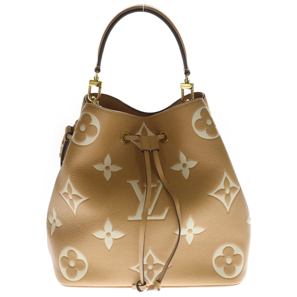 MONOGRAM EMPREINTE モノグラム アンプラント ネオノエ MM ポーチ付き レザー ハンドバッグ ブラウン M45808 RFID Bランク