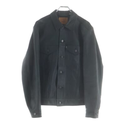 11AW ×LEVI'S Leather Trucker リーバイス 3rd レザー トラッカージャケット ブラック 22392 Bランク