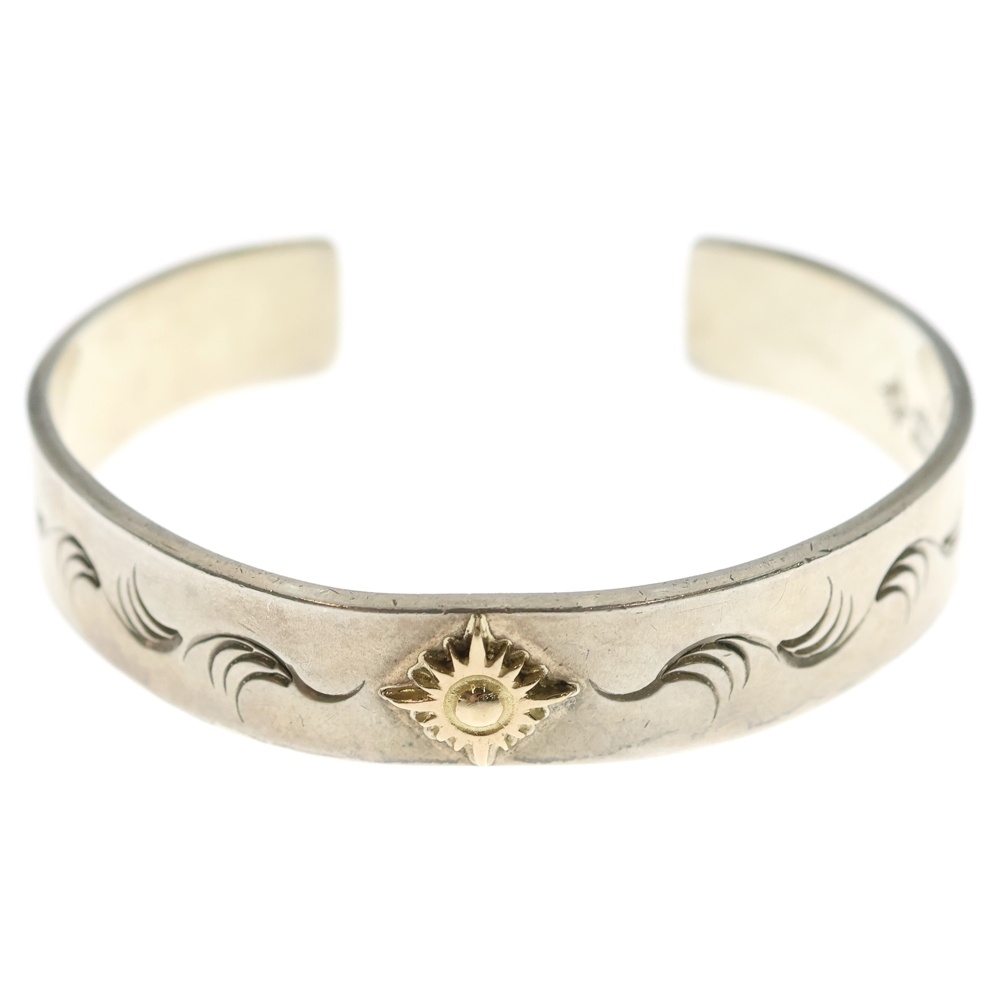 K18 太陽神付き 唐草 モチーフ バングル ブレスレット シルバー/ゴールド B-19b Bランク