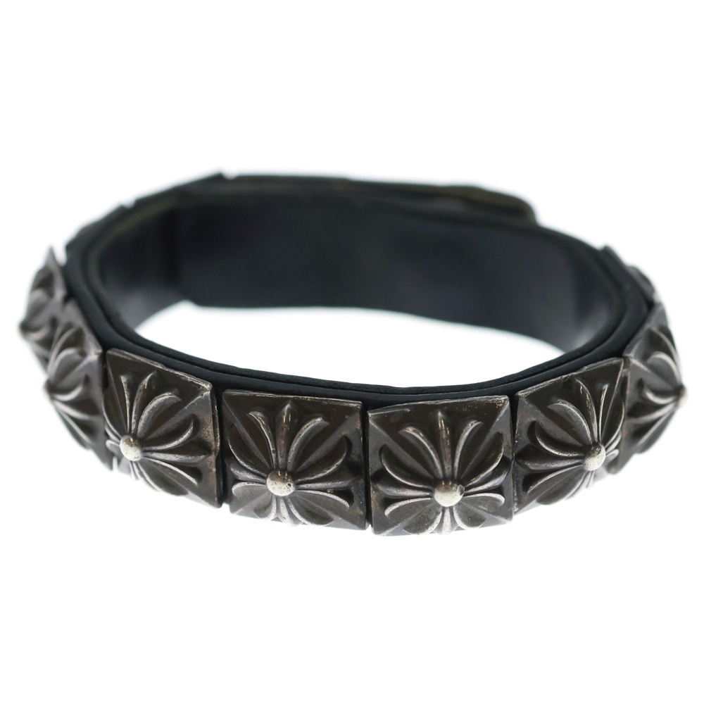 ZERO STUD SNGL ROW ゼロ ピラミッド スタッズ シングル レザー ブレスレット シルバー/ブラック Bランク