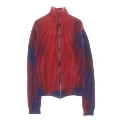グラデーション柄 フルジップウールニットセーター レッド/パープル CDMG0061A4 UFH932 Bランク