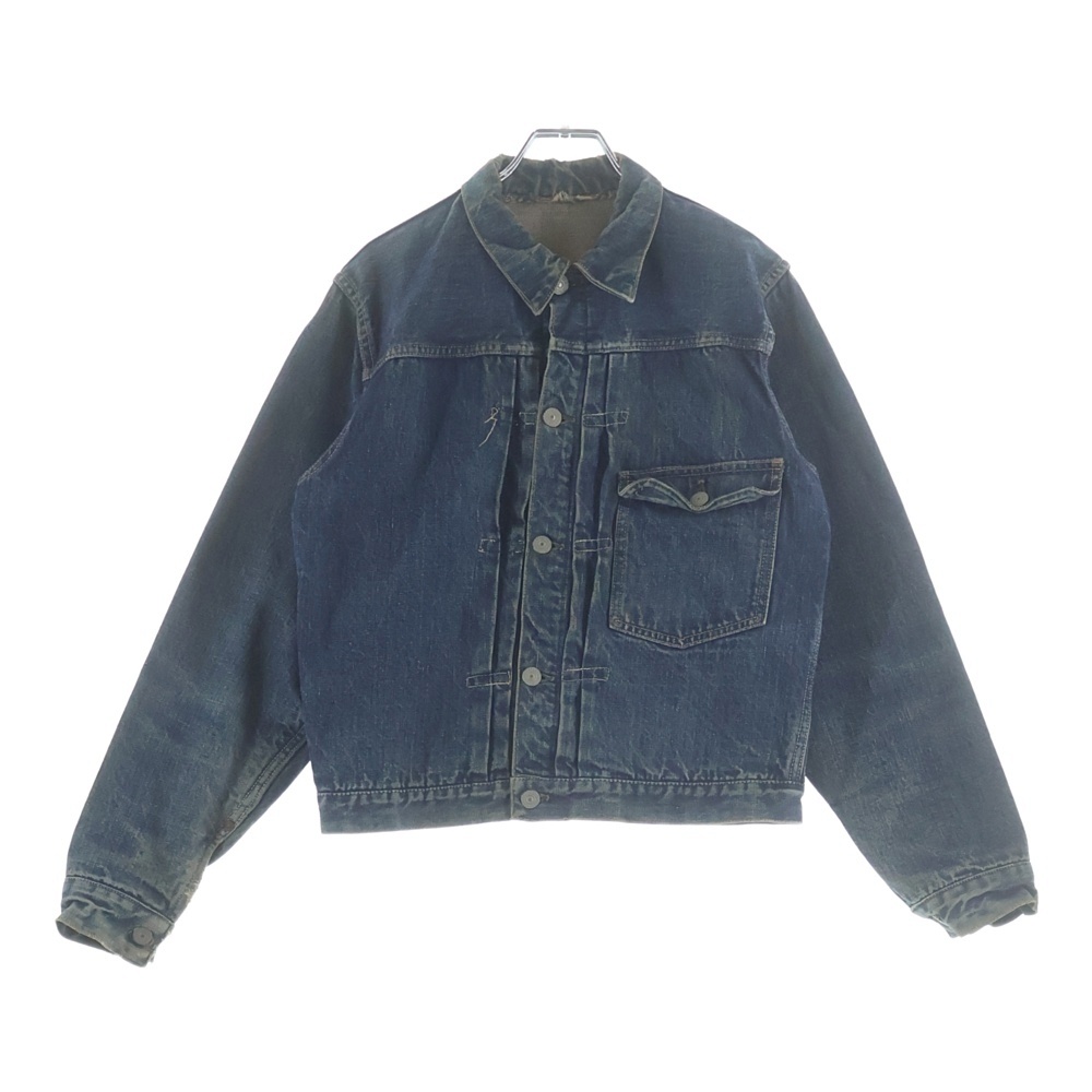 40-50S VINTAGE 519XX 1st ファースト 片面ビッグE 均等V ボタン裏無 針無しバックル デニムトラッカージャケット インディゴ Cランク