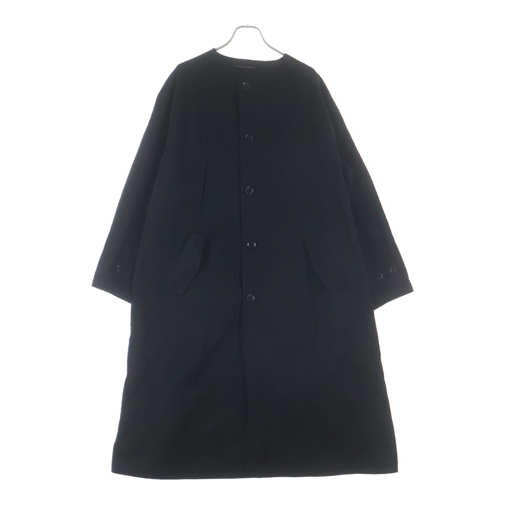 COTTON NYLON GABARDINE COLLARLESS COAT コットンナイロン ギャバジン ノーカラーコート ブラック レディース YL-C11-020 Bランク