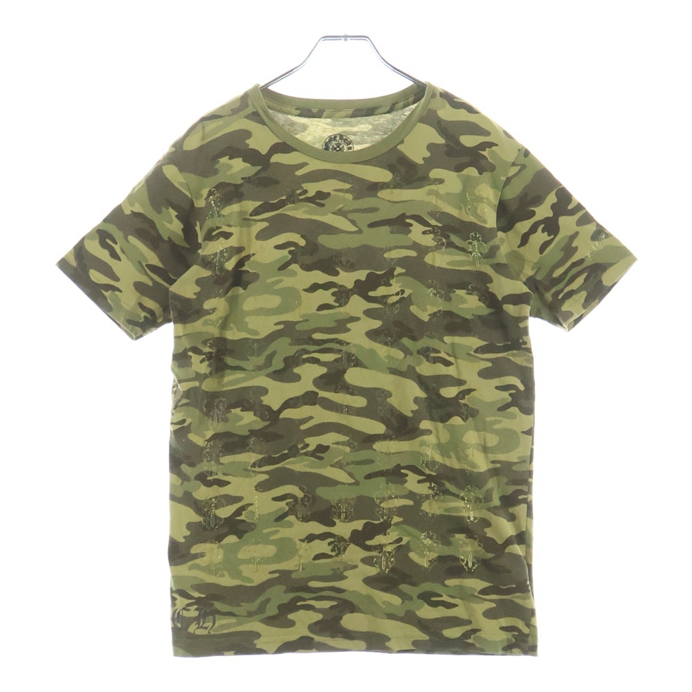OLD オールド ヴァインダガープリント クルーネックTシャツ 半袖カットソー 迷彩 カモ カーキ Bランク