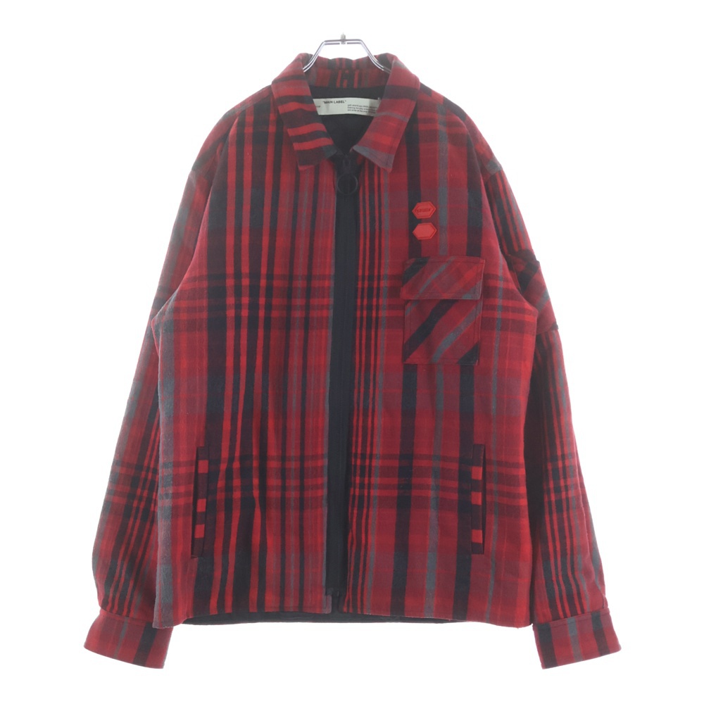 19AW PADDED FLANNEL SHIRT パデッド ジップアップフランネルチェックシャツジャケット レッド OMGA061E19E23002 Bランク