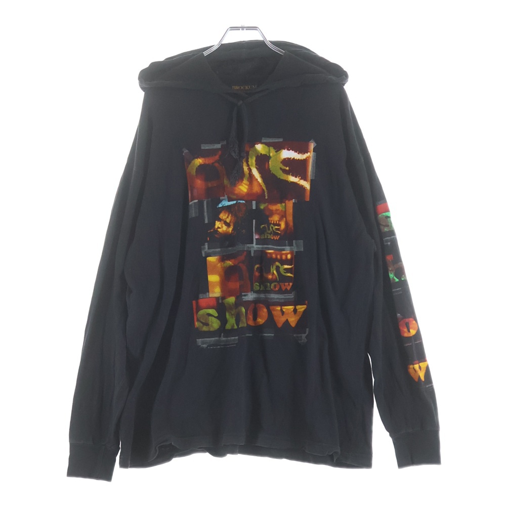 90S VINTAGE THE CURE ザ キュアー フーデッド プリントTシャツ 長袖カットソー パーカー ブラック Bランク
