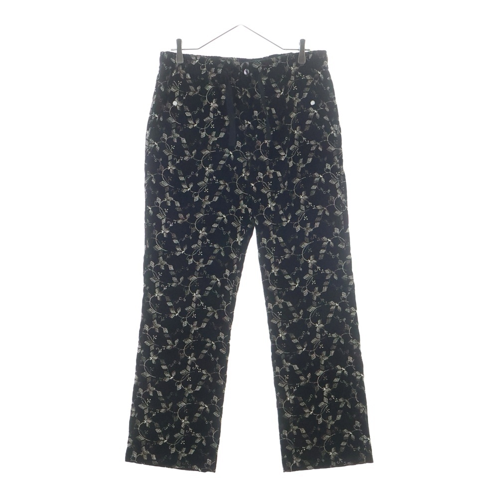 VELOUR TRACK JACKET フローラルデザイン ドローストリング ベロア トラックパンツ ブラック HM157 Bランク