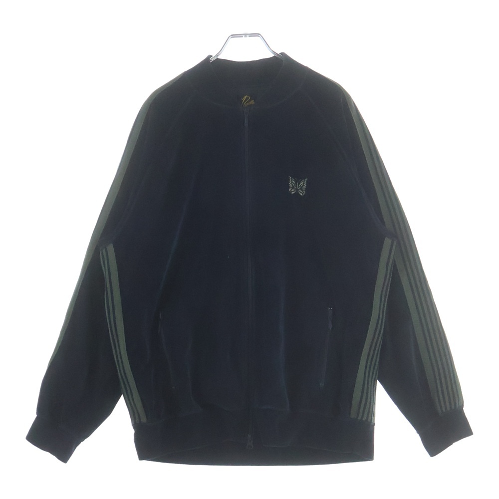 VELOUR TRACK JACKET ロゴデザイン ジップアップ ベロア トラックジャケット ネイビー LQ234 Bランク