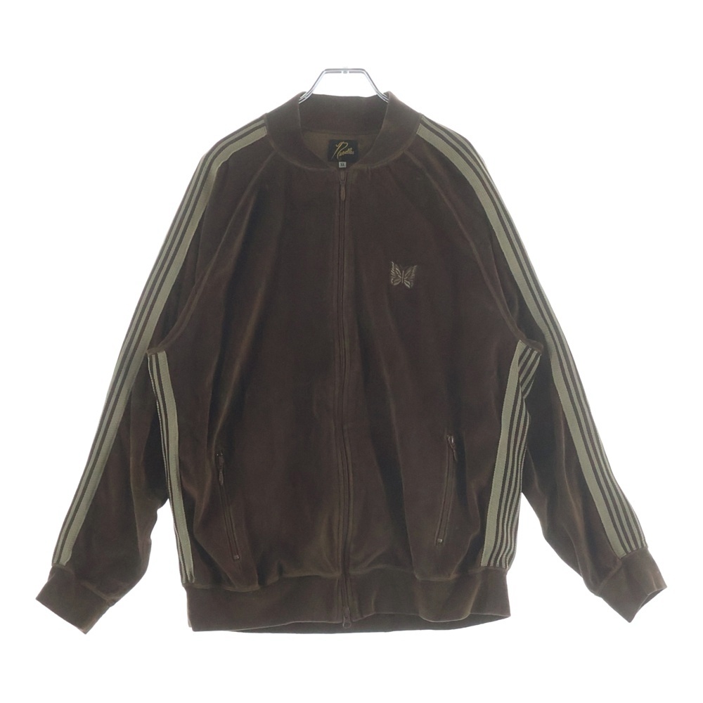VELOUR TRACK JACKET ロゴデザイン ジップアップ ベロアトラックジャケット ブラウン LQ234 Bランク