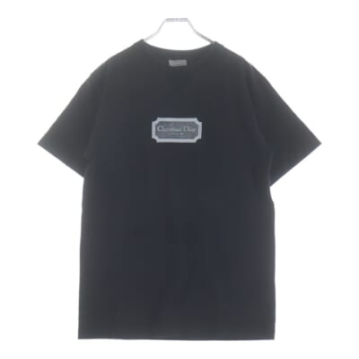 23AW COUTURE クチュールロゴエンブロイダリー V字ステッチ リラックスフィット クルーリブネック Tシャツ 半袖カットソー ブラック 343J696C0554 Bランク