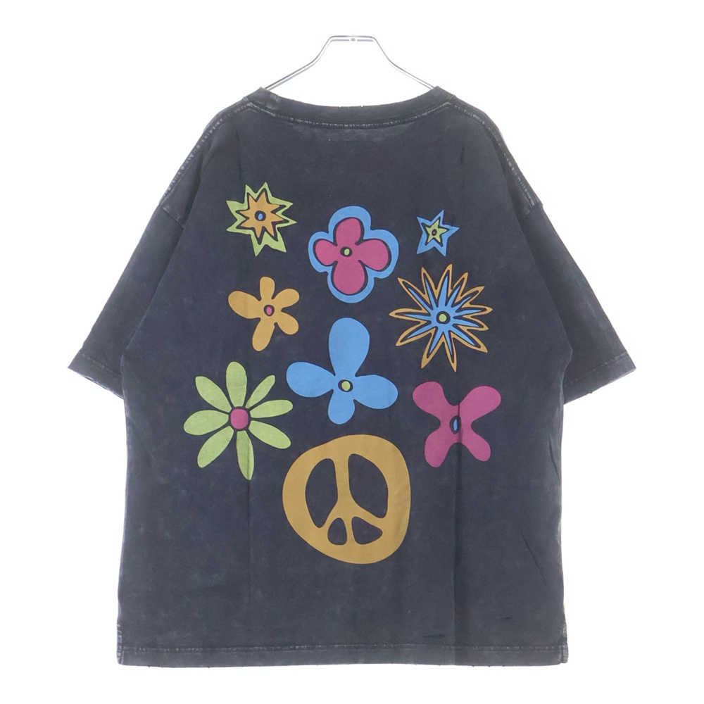 ×U/MUSIC De La Soul ユニバーサルミュージック デ・ラ・ソウル フラワープリント クルーネック半袖Tシャツ カットソー ブラック C15TS061 Aランク