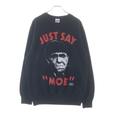 80S VINTAGE THE THREE STOOGES JUST SAY MOE SWEATSHIRT ヴィンテージ 3バカ大将 フロントプリント ラグランスリーブ スウェットトレーナー ブラック Bランク