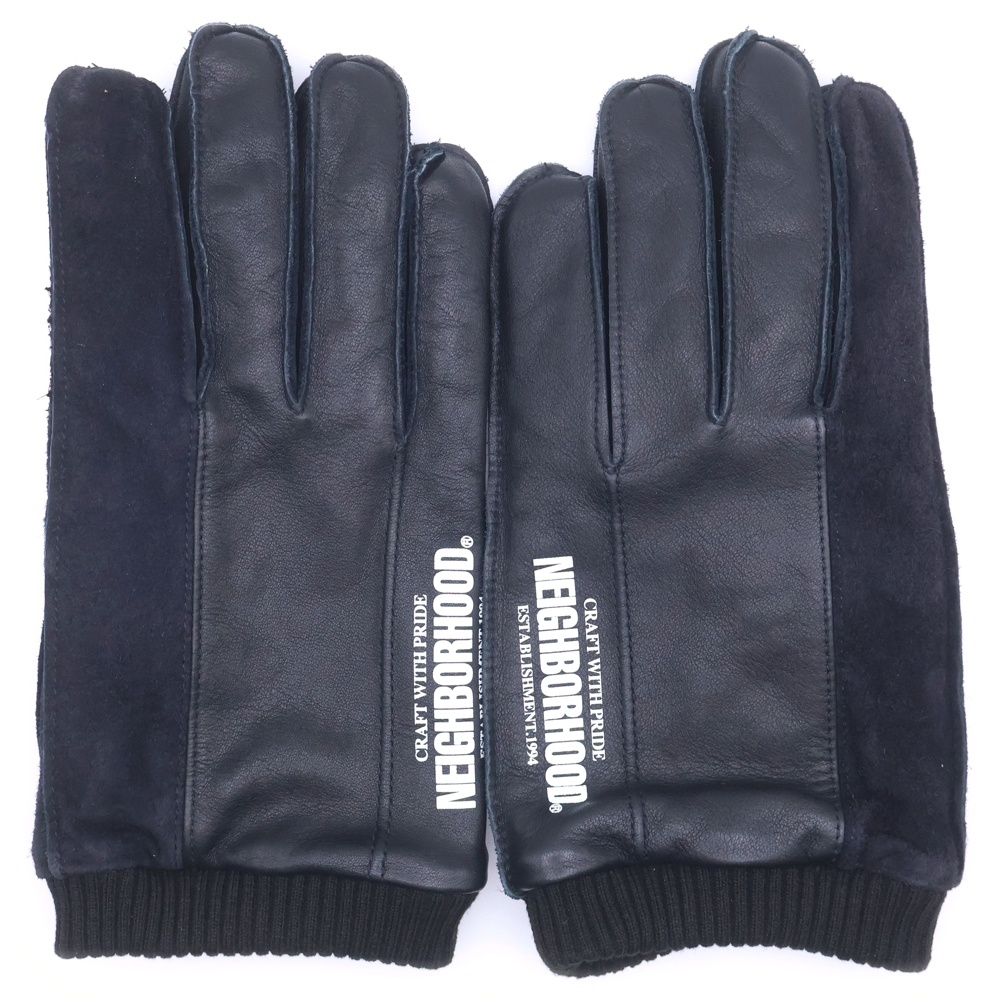 ネイバーフッド 22AW LEATHER PANEL GLOVE ロゴプリント レザー パネル