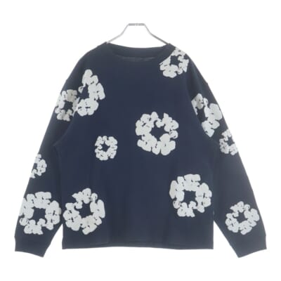 COTTON WREATH LONG SLEEVE T-SHIRT コットン リース ロングスリーブカットソー 花柄 長袖Tシャツ ネイビー Aランク