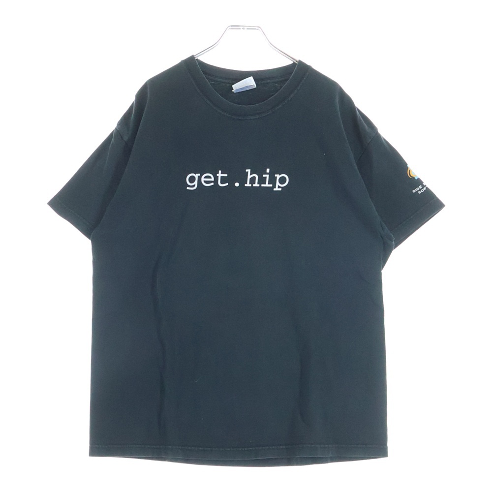 90S HOUDINI get.hip TEE ヴィンテージ フーディニ メッセージプリント 企業Tシャツ 半袖クルーネックカットソー ブラック Bランク