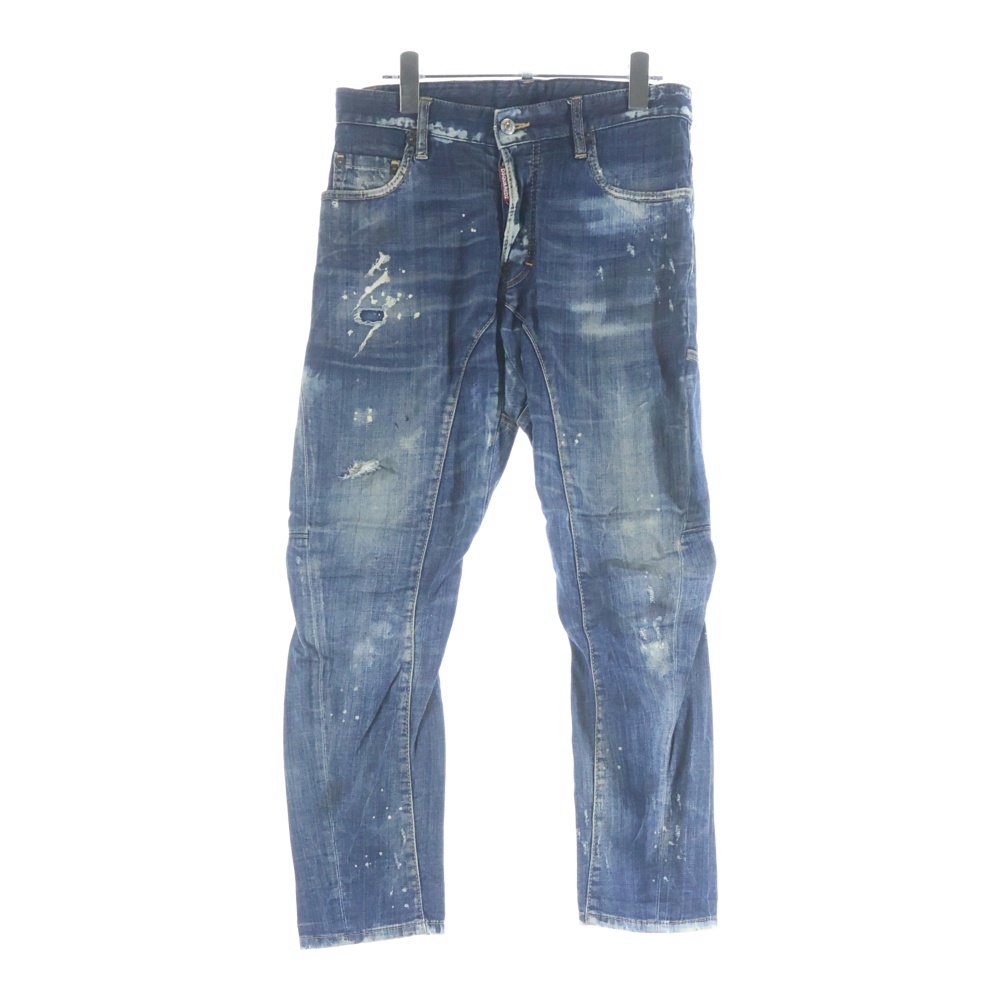 17AW TIDY BIKER JEAN タイディバイカージーンズ ダメージ加工 ボタンフライ デニムスキニーパンツ インディゴ S74LB0259 S30342 Bランク