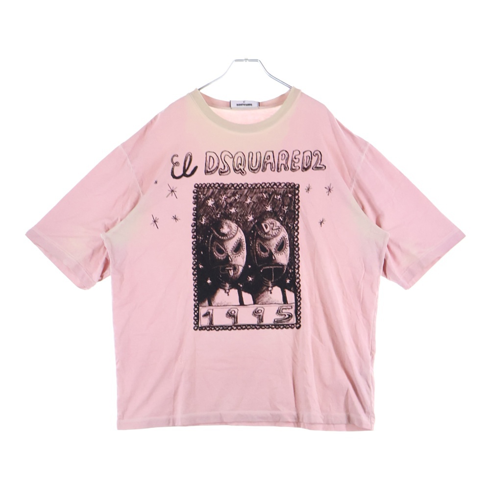 26SS フロントデザインプリント クルーネック 半袖Tシャツカットソー ピンク S71GD1555 D20035 Bランク