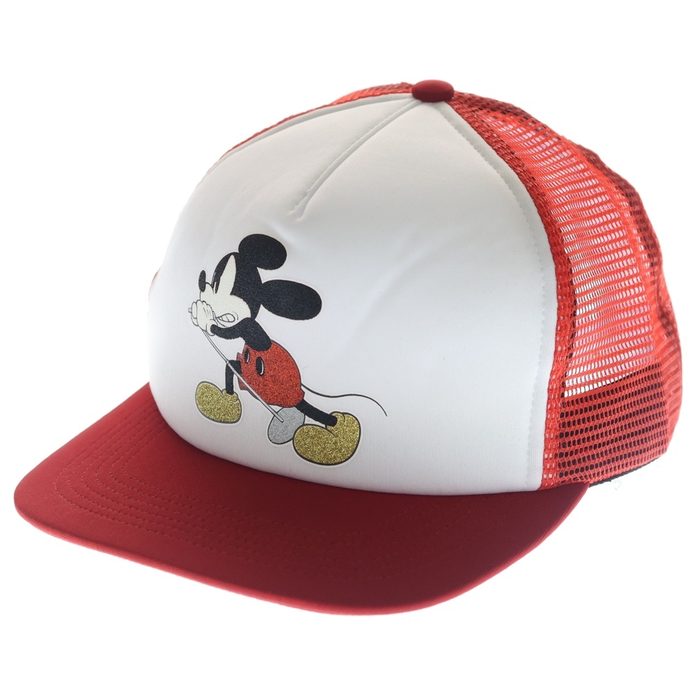 25AW ×NUMBER (N)INE ×Disney Mickey Mouse Mesh Back 5-Panel ナンバーナイン ディズニー ミッキーマウス ラメプリント メッシュ キャップ 帽子 レッド Sランク
