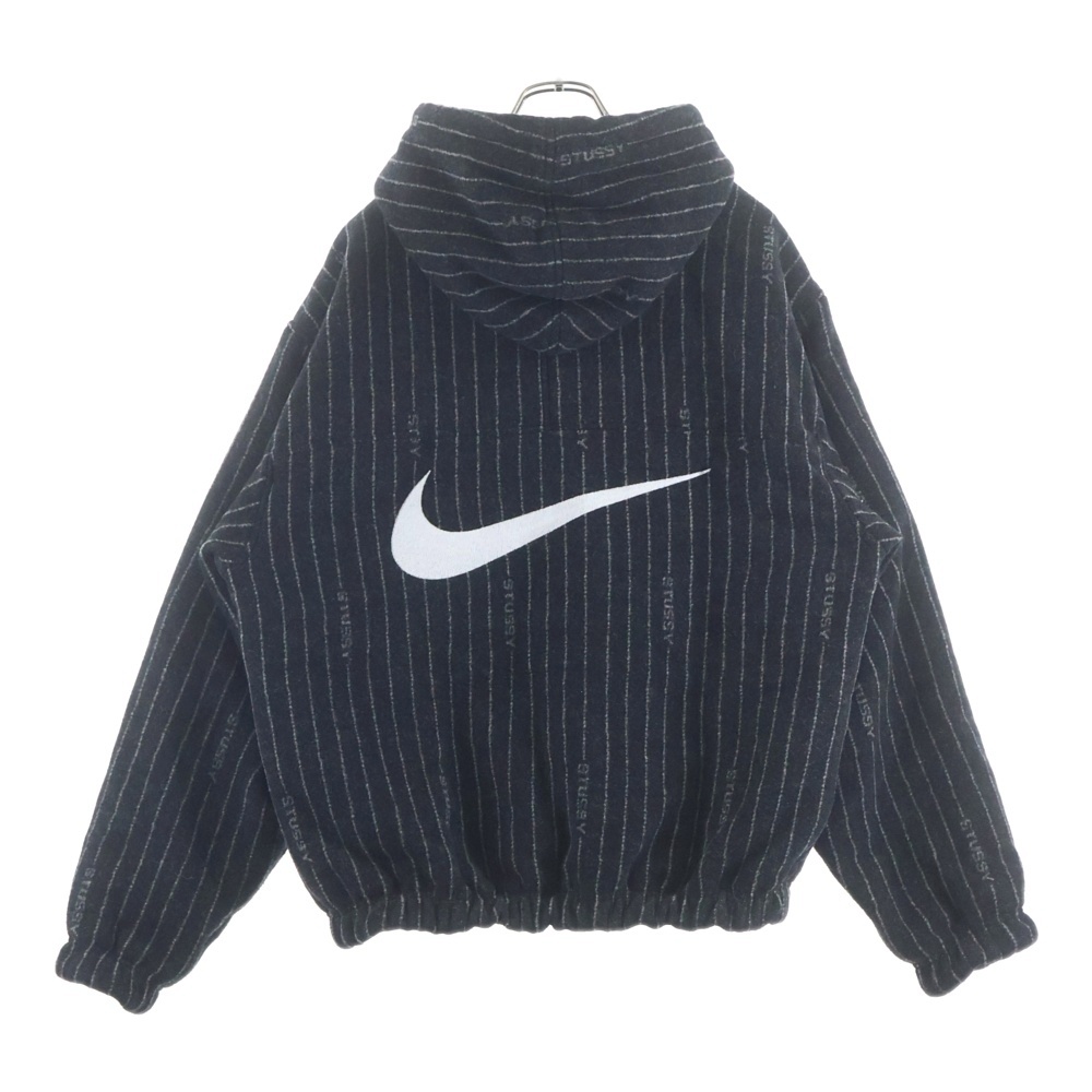 ×STUSSY STRIPED WOOL JACKET ステューシー ストライプ フーデッドウールジャケット ブラック DR4023-010 Bランク